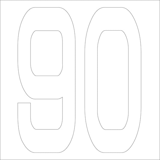 カッティングステッカー　数字９０　文字高１００ｍｍ　白