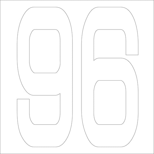 カッティングステッカー　数字９６　文字高１００ｍｍ　白