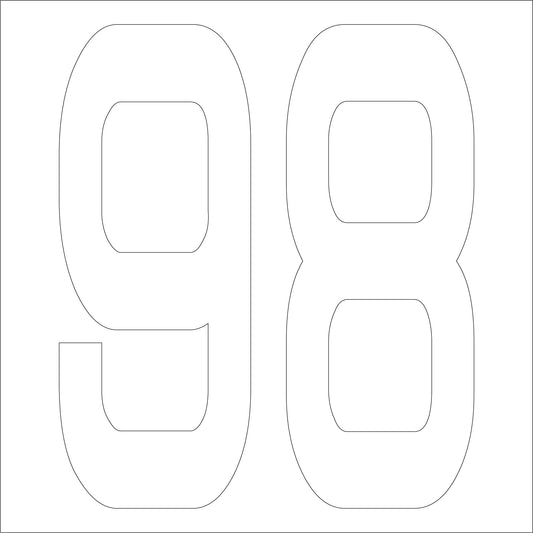 カッティングステッカー　数字９８　文字高１００ｍｍ　白