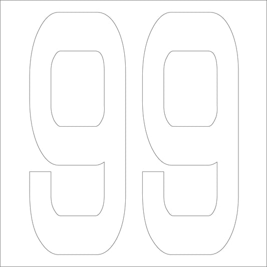 カッティングステッカー　数字９９　文字高１００ｍｍ　白