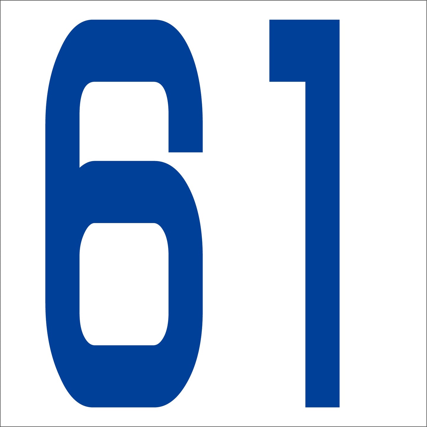 カッティングステッカー　数字６１　文字高１００ｍｍ　青