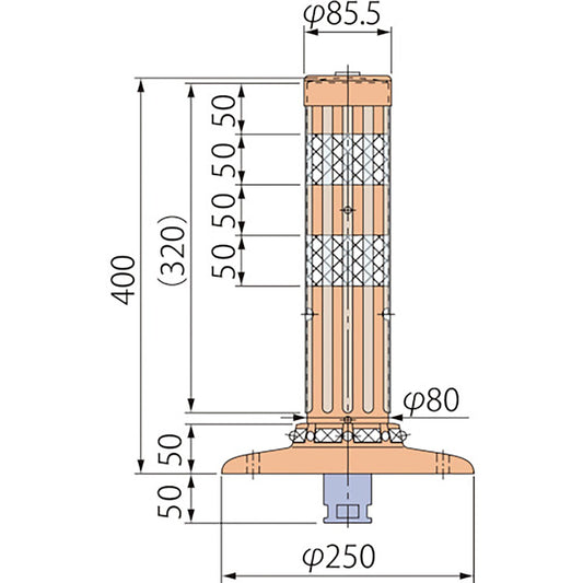 ポストコーン腰みの付防塵ＰＣＴＫ－４０－２５０－Ｒ