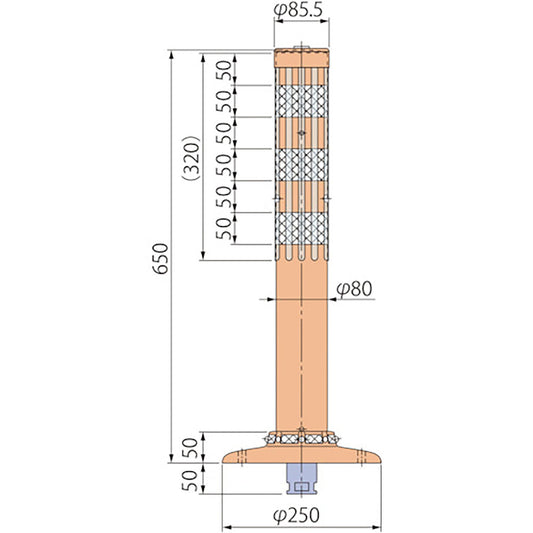 ポストコーン腰みの付防塵ＰＣＴＫ－６５－２５０－Ｒ