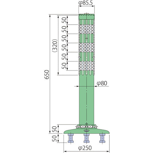 ポストコーン腰みの付防塵ＰＢＴＫ－６５－２５０－Ｍ