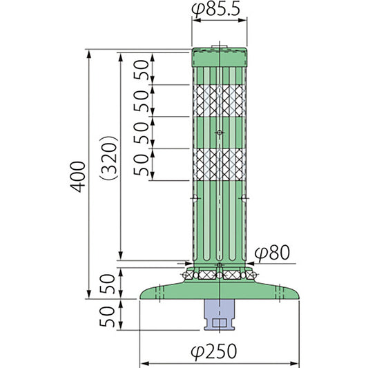 ポストコーン腰みの付防塵ＰＣＴＫ－４０－２５０－Ｍ