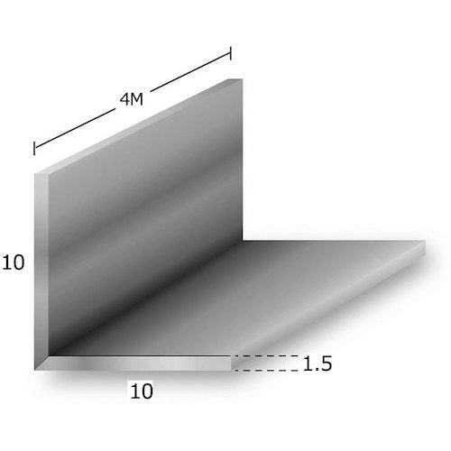アルミ等辺アングル　生地材　ｔ１．５Ｘ１０Ｘ１０Ｘ４ｍ