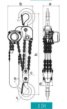 変速ギア式チェーンホイスト　１５．０ｔ　揚程　５ｍ