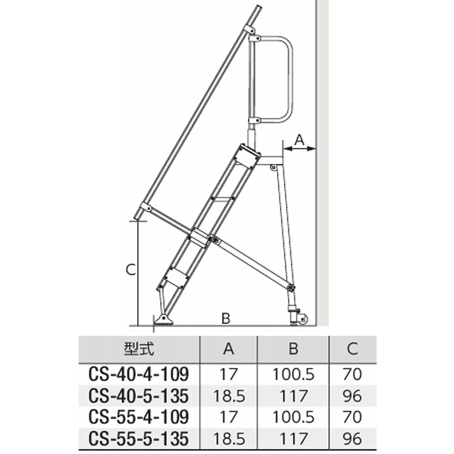 【要送料見積あり】多目的作業台キャリスター　天板高さ1.09ｍ　幅55cm　CS-55-4-109