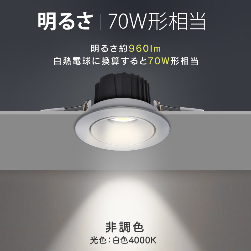 ＬＥＤダウンライト　高演色　角度調整可　施工簡単　シンプル　昼白色　４０００Ｋ