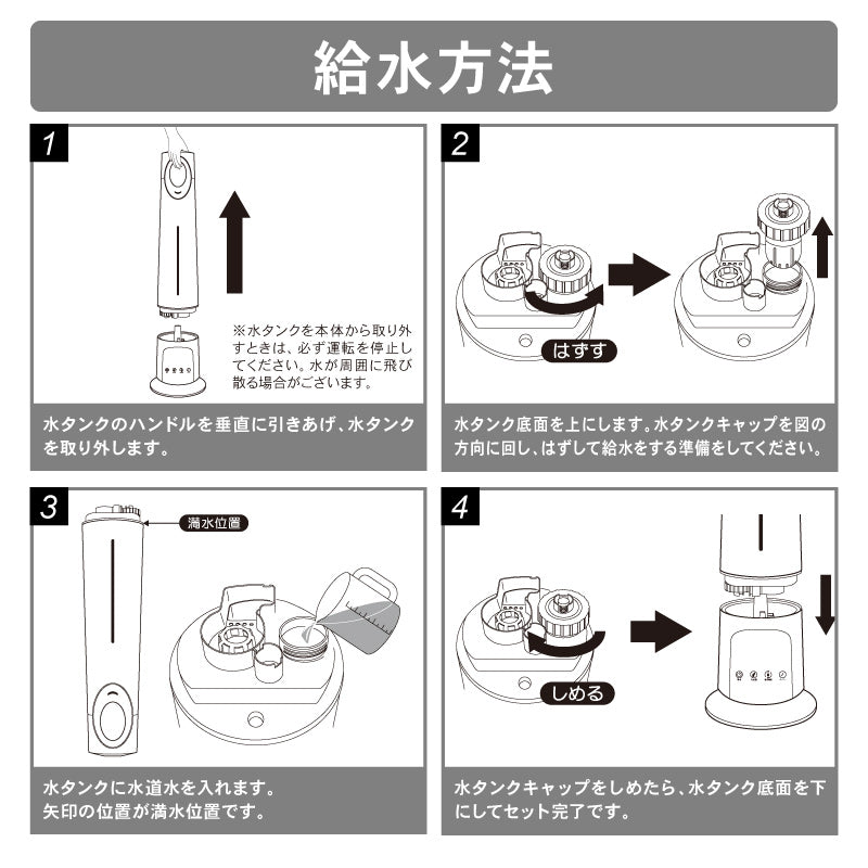 超音波加湿器5.2L大容量 湿度設定可 次亜塩素酸水対応 液晶表示 リモコン