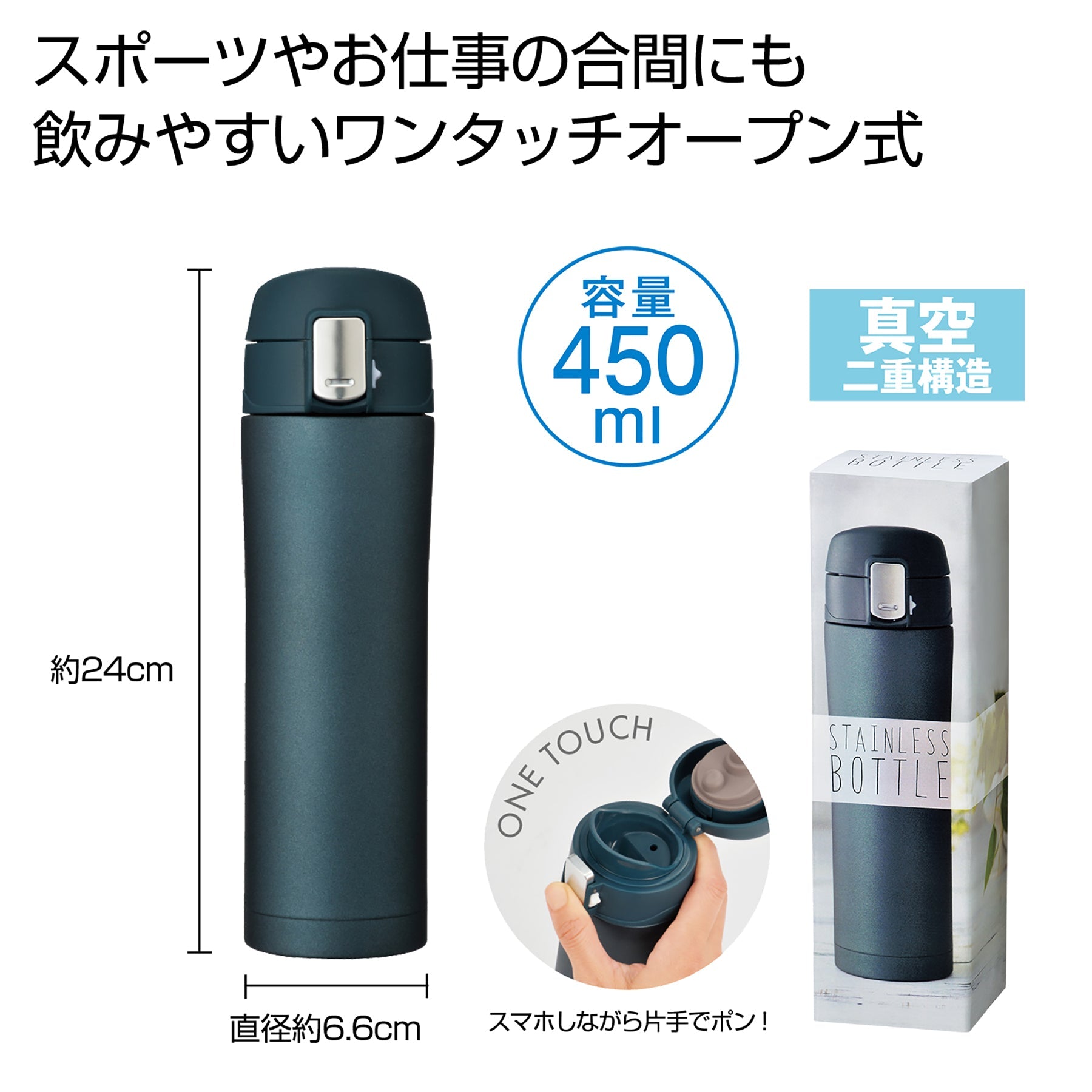 ワンプッシュ真空ステンレスボトル ４５０ｍｌ – GREEN CROSS-select 工事現場の安全対策用品なら