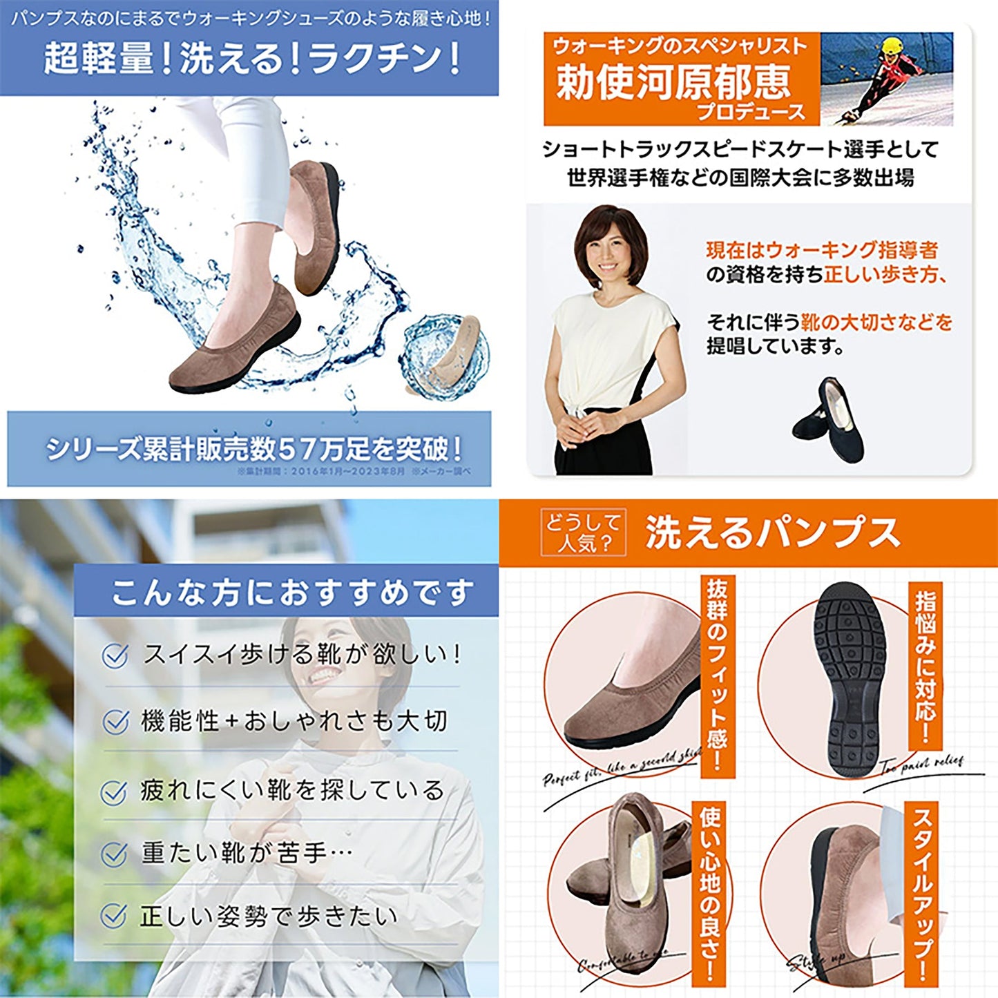 ラックラック　空飛ぶ洗えるパンプス　超軽量　撥水　丸洗いＯＫ　ベージュ　２２ｃｍ