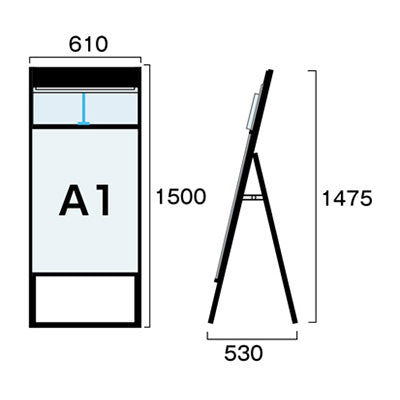 ブラックカタログケーススタンド看板　片面　ポスター下　Ａ１　ＢＫＣＳＫＤ－Ａ１Ｋ