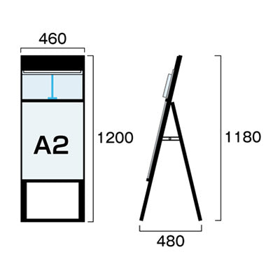 ブラックカタログケーススタンド看板　片面　ポスター下　Ａ２　ＢＫＣＳＫＤ－Ａ２Ｋ