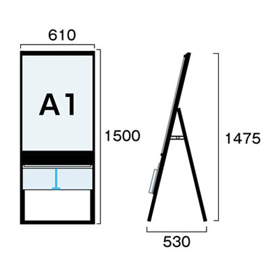 ブラックカタログケーススタンド看板　片面　ポスター上　Ａ１　ＢＫＣＳＫＵ－Ａ１Ｋ