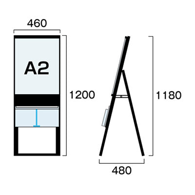 ブラックカタログケーススタンド看板　片面　ポスター上　Ａ２　ＢＫＣＳＫＵ－Ａ２Ｋ