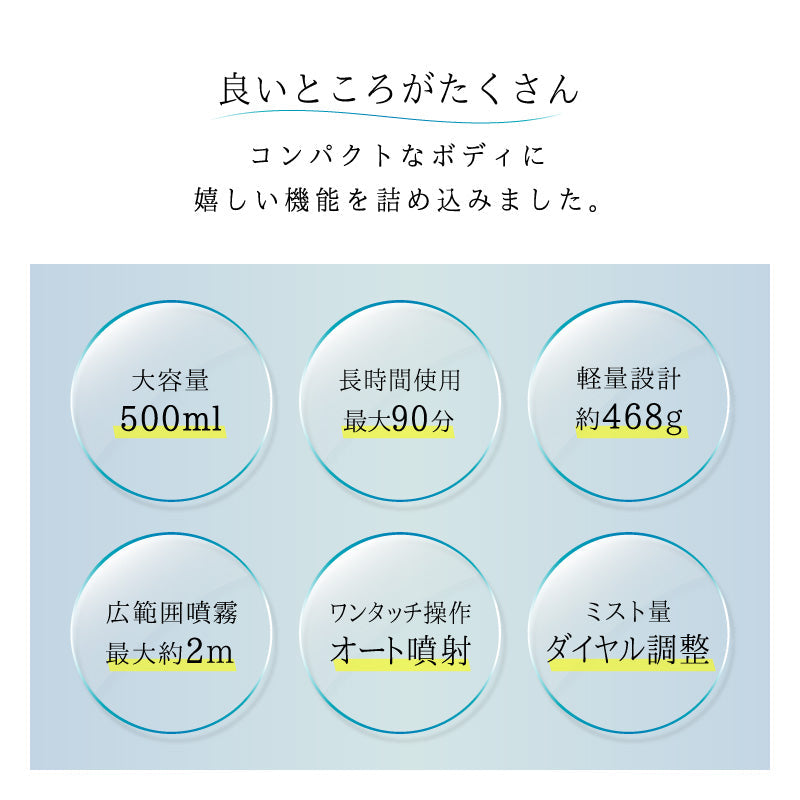 充電式電動噴霧器　５００ｍｌ　ミストガン　霧吹き　消毒　バッテリー１２００ｍＡｈ